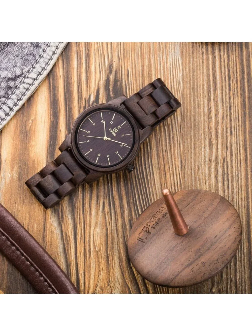 Men's Black Analog Unisex Natural Handmade Adjustable Waterproof Wooden Watch
